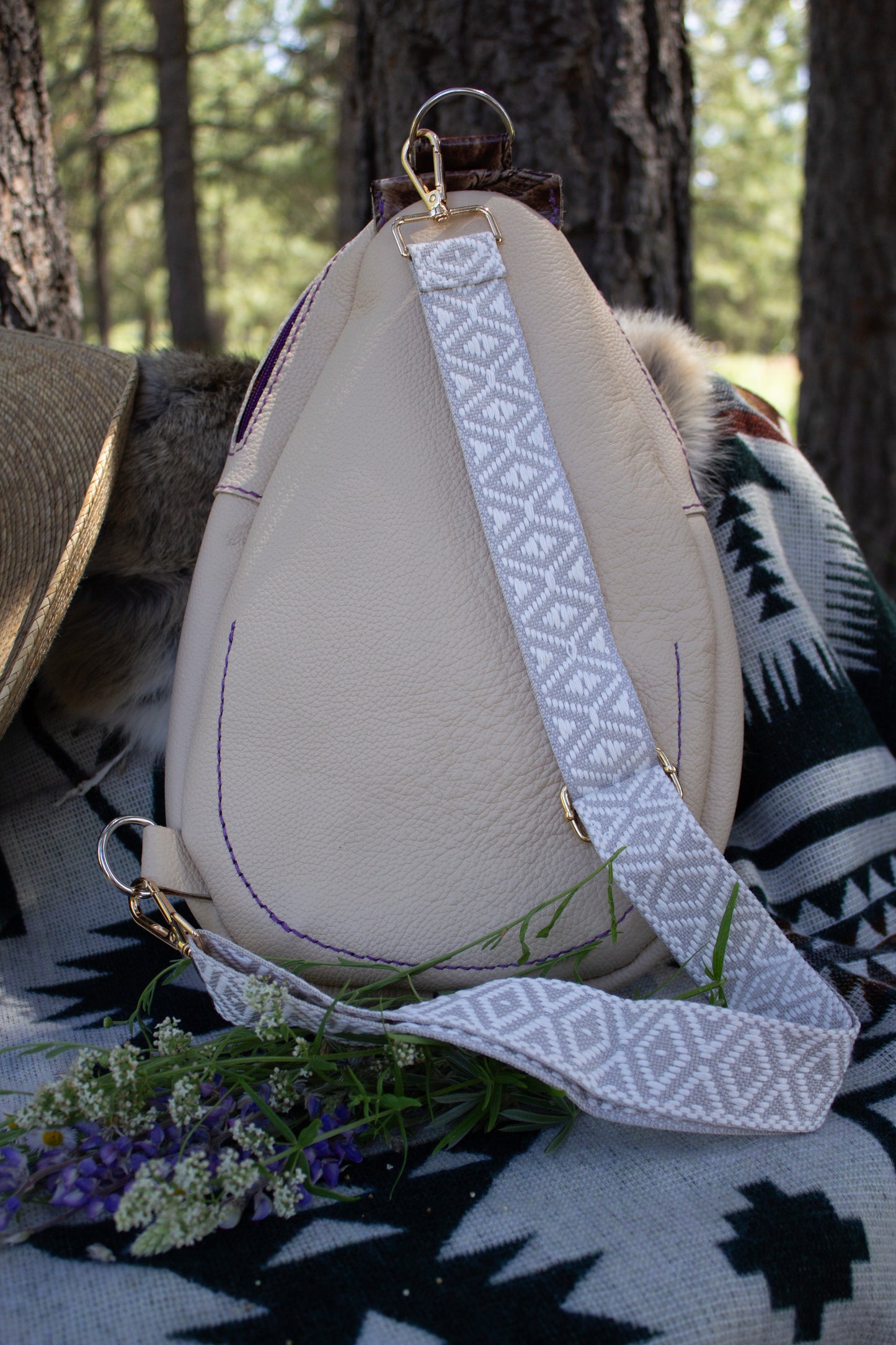 Feathers and Cream Sling Bag