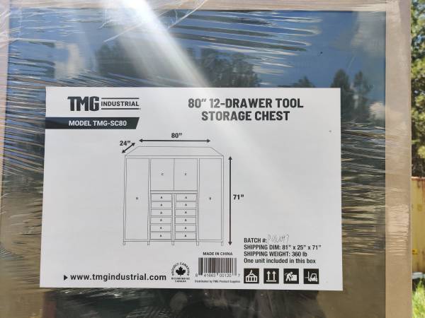 TMG SC80 12 drawer 4 Door 80" tool storage chest